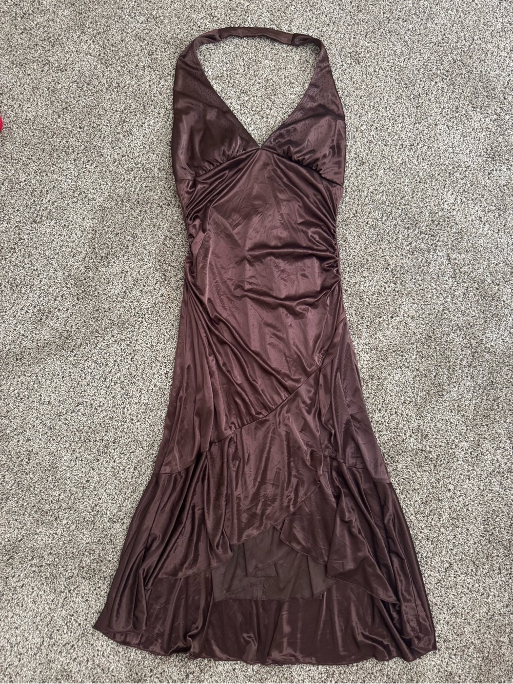 Vintage brown satin midi dress